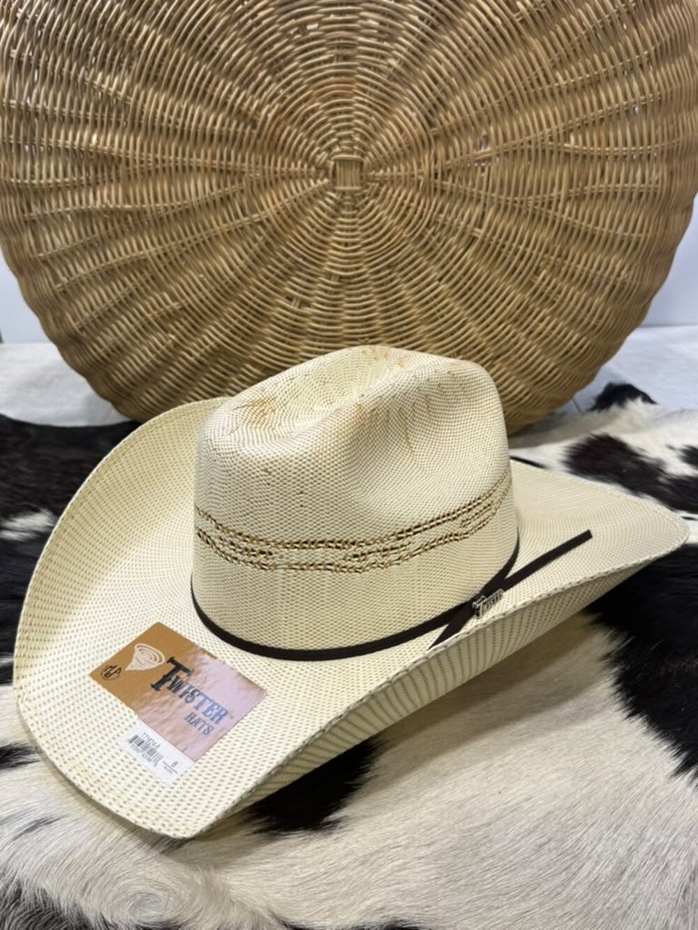 Twister Bangora Straw Cowboy Hat – Tan (size 8)